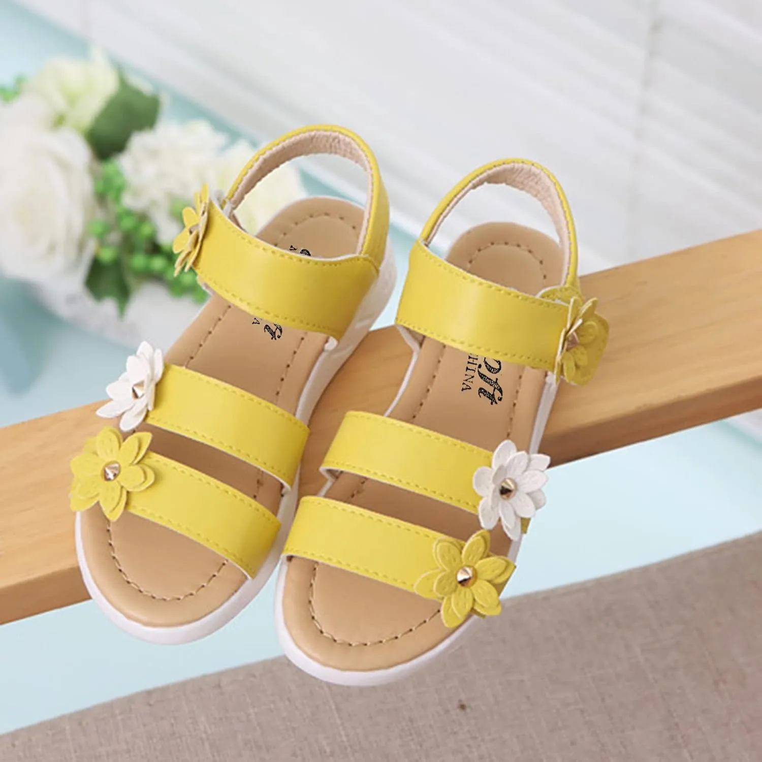 Baby Girls Sandals Open Toe Flat Toddler Kids Flower Rubber Sole Non-Slip Sandals Summer Beach Pool Sports Sandals