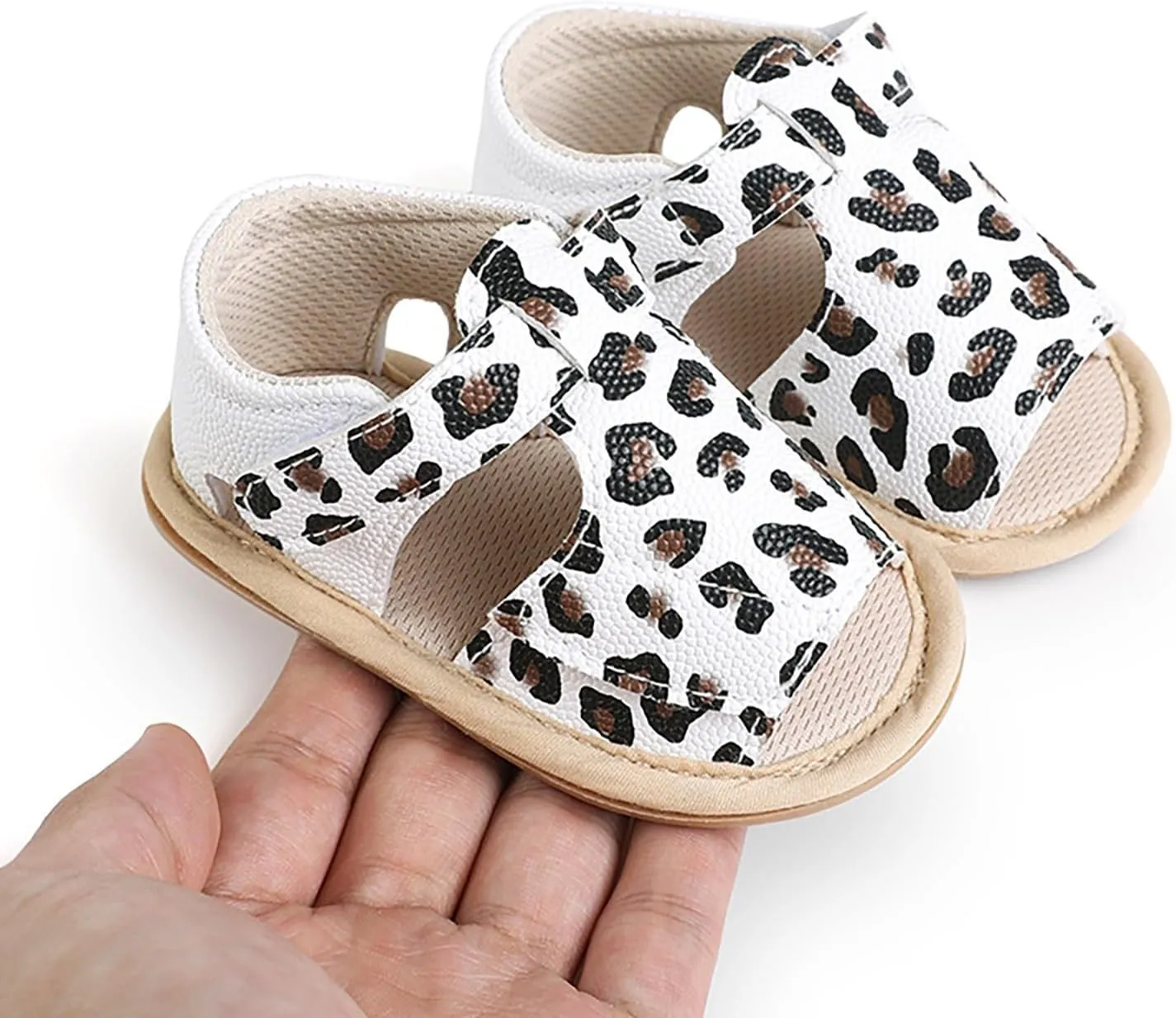 Baby Girls Sandals Soft Rubber Princess Flat Shoes Breathable Non Slip Flower Leopard Print Little Girl Sandals