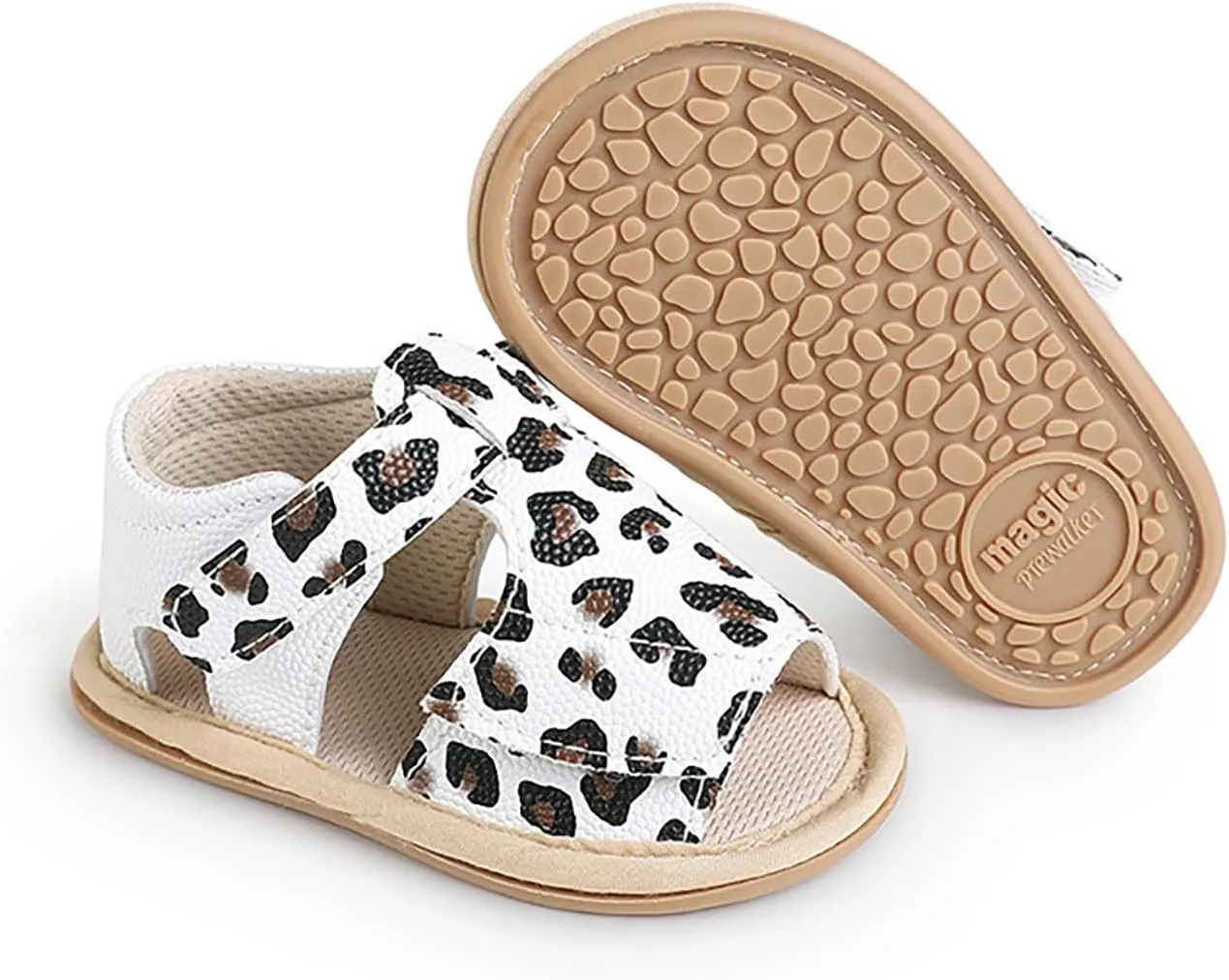 Baby Girls Sandals Soft Rubber Princess Flat Shoes Breathable Non Slip Flower Leopard Print Little Girl Sandals