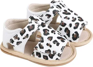 Baby Girls Sandals Soft Rubber Princess Flat Shoes Breathable Non Slip Flower Leopard Print Little Girl Sandals