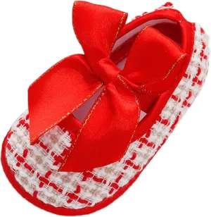 Baby Infant Boy Girl Sandals Shoes First Walking Shoes Bow Non-Slip Soft Sole Flat Shoes Lightweight (Red, 11 Infant)