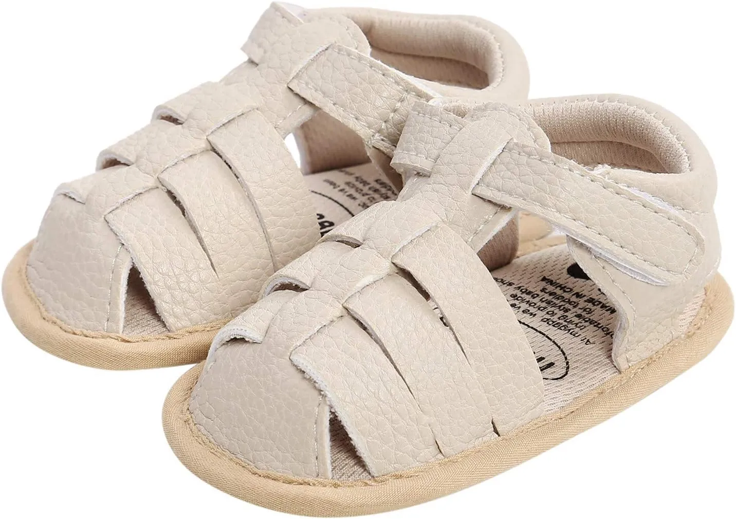 Baby Infant Shoes Boy Girl Sandals Outdoor First Walkers Non-Slip Rubber Soft Sole Flat Shoes (Beige, 12-18 Months)