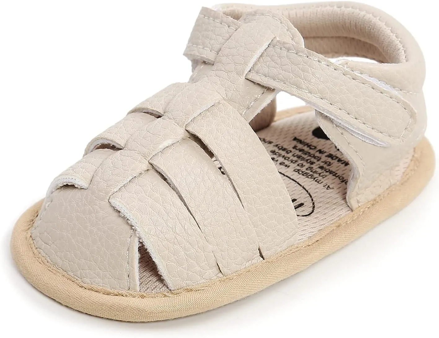 Baby Infant Shoes Boy Girl Sandals Outdoor First Walkers Non-Slip Rubber Soft Sole Flat Shoes (Beige, 12-18 Months)