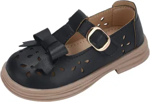 Baby Kids Rubber Sole Mary Jane Shoes Closed Toe Ankle Leather Soft Sandals Childrens Non Slip Buckle Adjusted Shoes