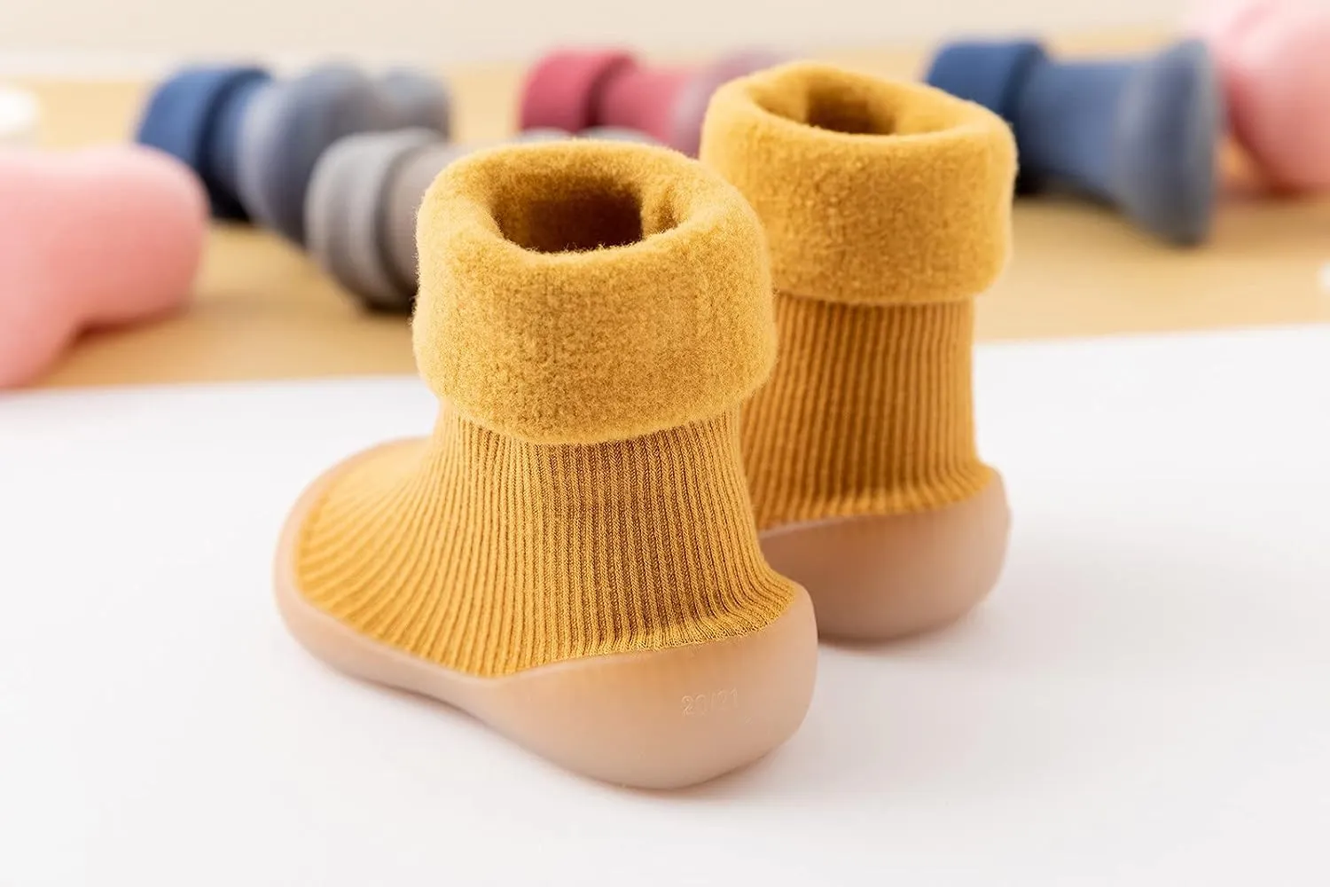Baby Long Tube Knit Sock Shoes Boys Girls Soft Sole Rubber Shoes Infant Solid Warm Stocking Soft Walking Shoes