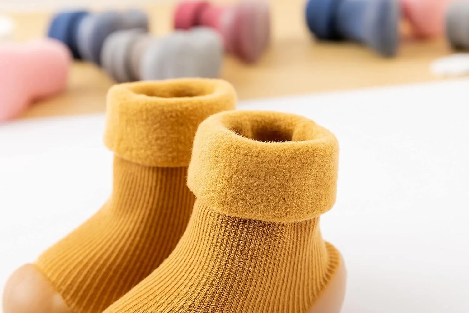 Baby Long Tube Knit Sock Shoes Boys Girls Soft Sole Rubber Shoes Infant Solid Warm Stocking Soft Walking Shoes