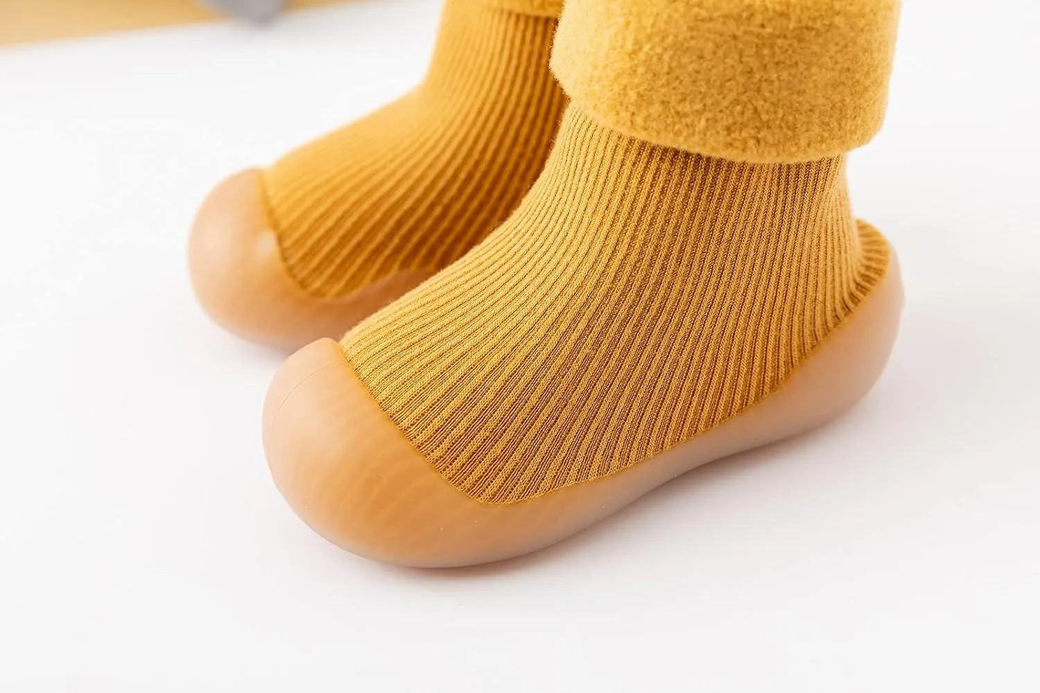 Baby Long Tube Knit Sock Shoes Boys Girls Soft Sole Rubber Shoes Infant Solid Warm Stocking Soft Walking Shoes