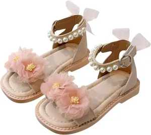 Baby Princess Dress Girls Flower Sandals Summer For Children Wearing Beach Shoes Pearl Soft Sole Casual Dress Shoe