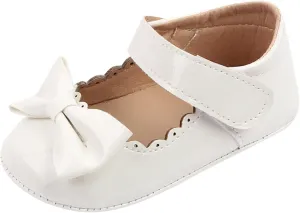 Baby Shoes Girls Toddler Shoes Girls Sports Flat Bottom Lightweight Hook Loop Solid Color Bow Toddler Kids