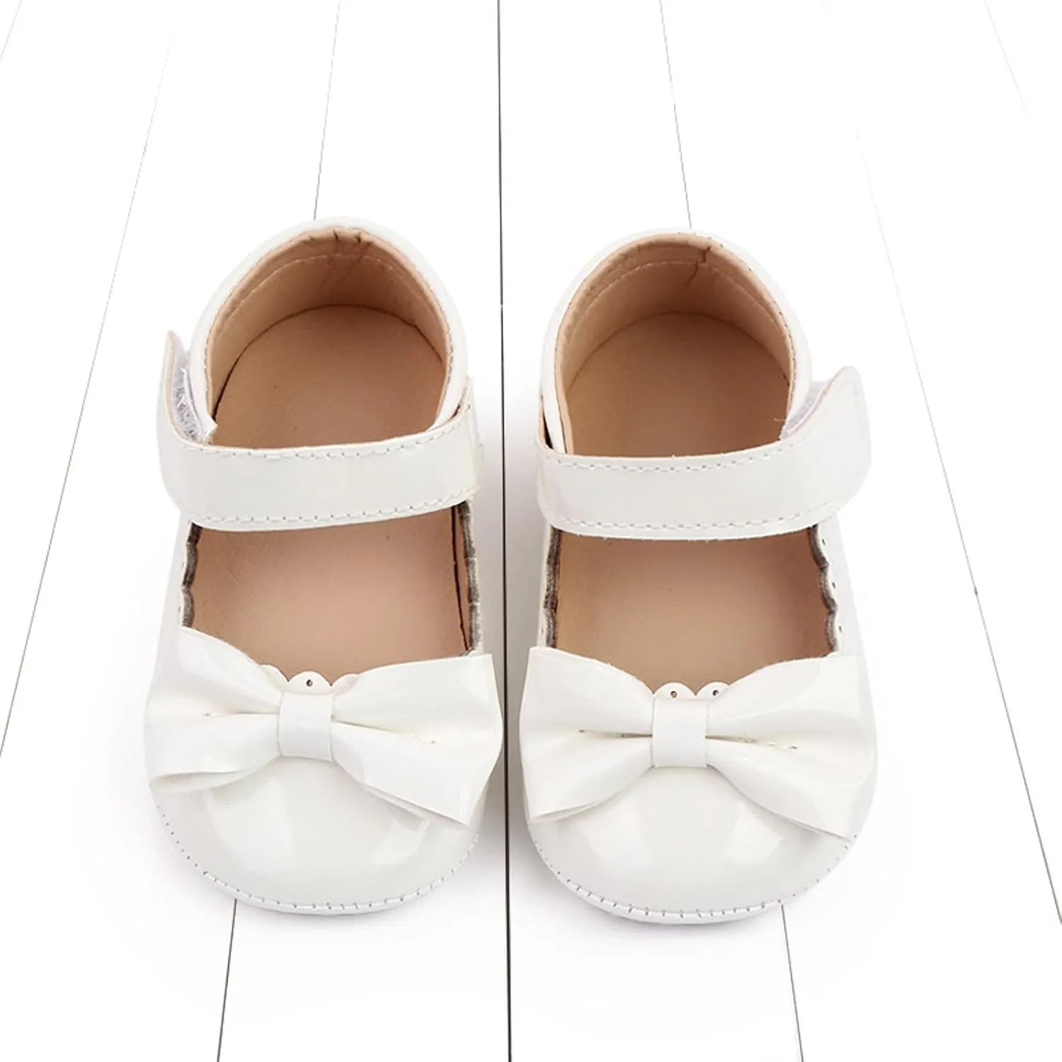 Baby Shoes Girls Toddler Shoes Girls Sports Flat Bottom Lightweight Hook Loop Solid Color Bow Toddler Kids