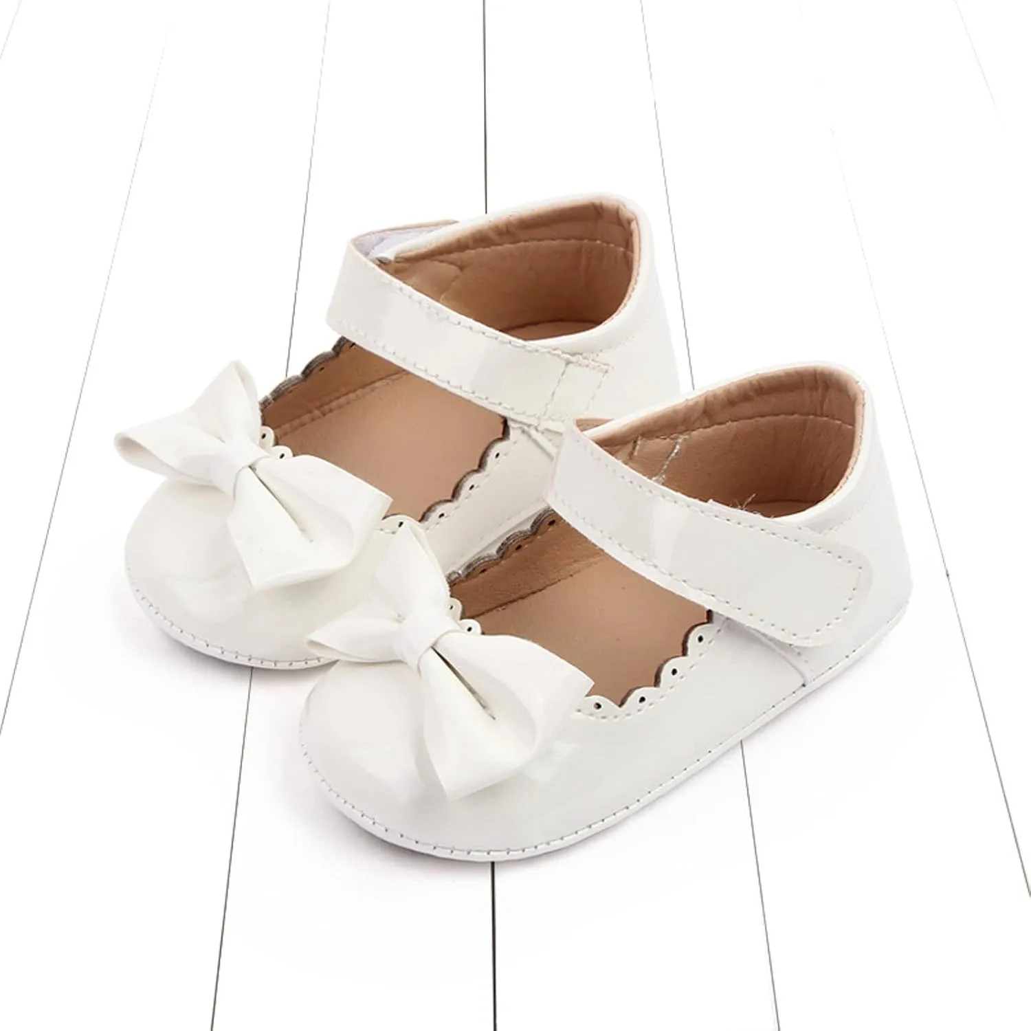 Baby Shoes Girls Toddler Shoes Girls Sports Flat Bottom Lightweight Hook Loop Solid Color Bow Toddler Kids