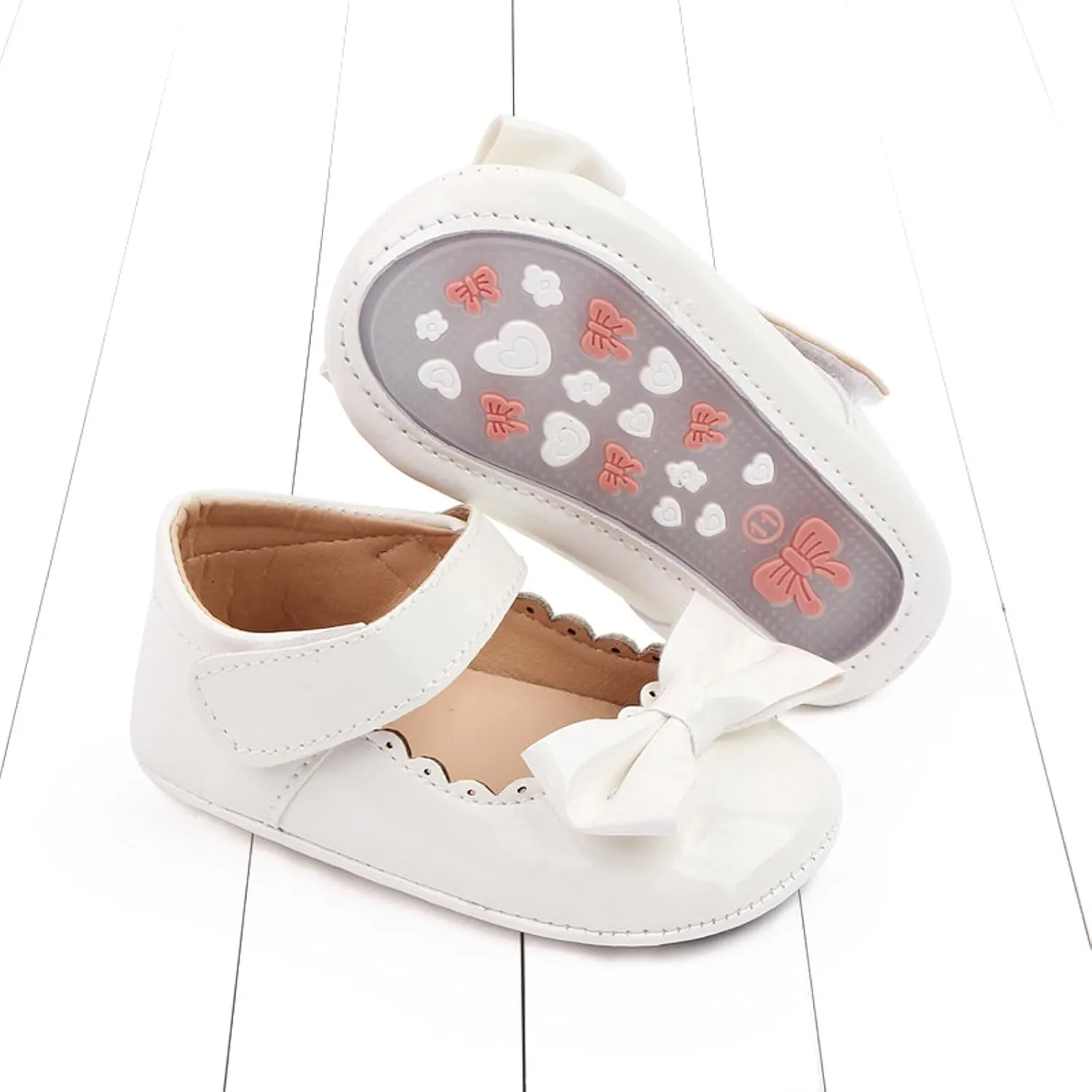 Baby Shoes Girls Toddler Shoes Girls Sports Flat Bottom Lightweight Hook Loop Solid Color Bow Toddler Kids