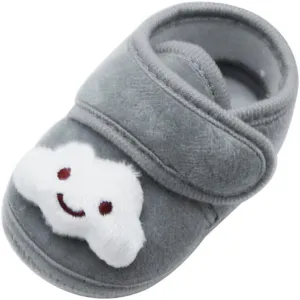 Baby Shoes Plush Soft Infant Boots Sole Warm Winter Cloud Girls Baby Shoes Size Five Toddler Girls Shoes (Grey, 12)