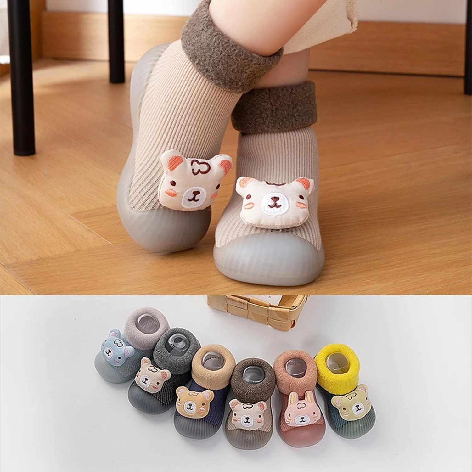 Baby Sock Shoes Toddler Cartoon Soft Rubber Sole Sneakers Non Slip Floor Slipper for Boys Girls First Walking
