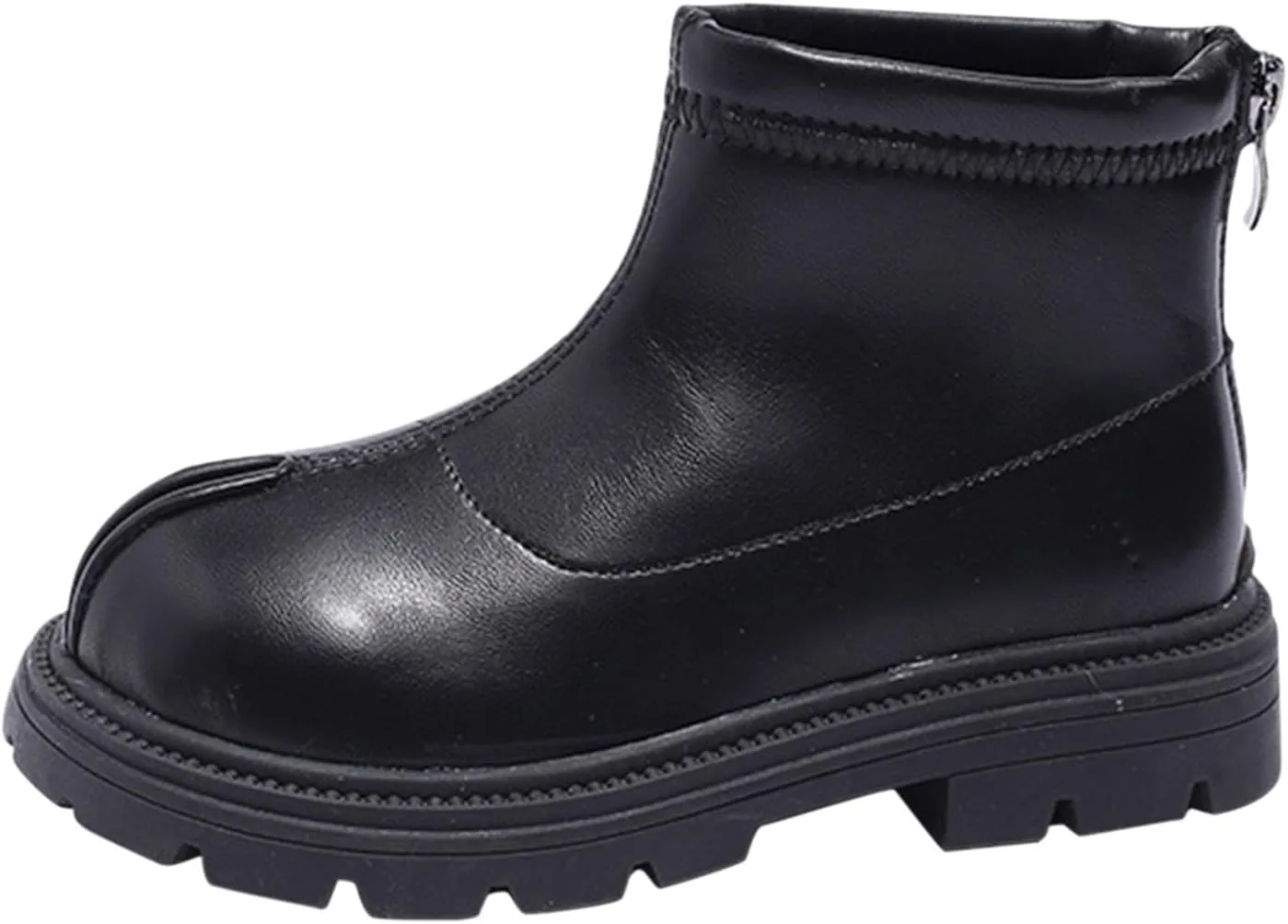 Baby Soft Sole Shoes Black Platform Booties For Toddler Girls Front Zipper Cheer Shoes Outdoor Warm Non Slip Boots