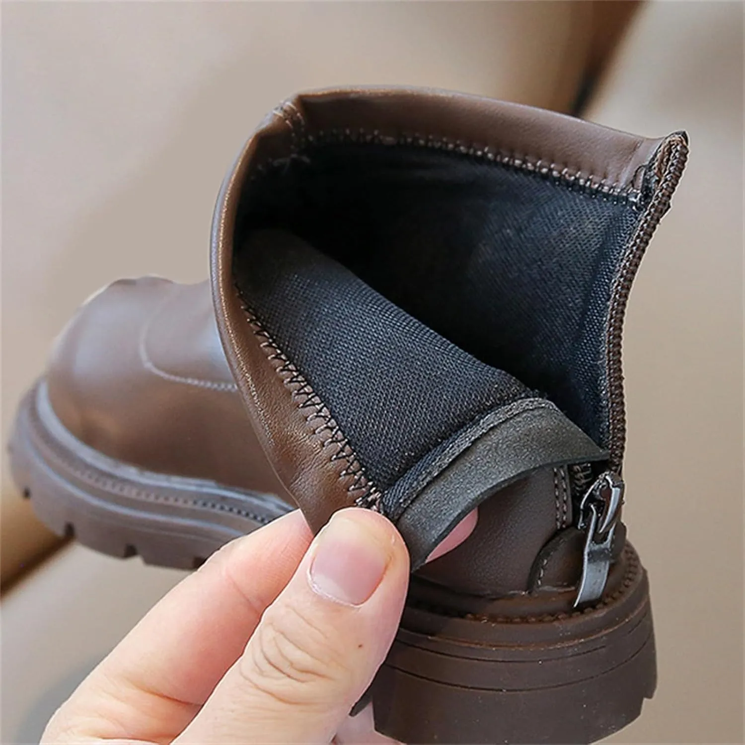 Baby Soft Sole Shoes Black Platform Booties For Toddler Girls Front Zipper Cheer Shoes Outdoor Warm Non Slip Boots