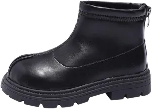 Baby Soft Sole Shoes Black Platform Booties For Toddler Girls Front Zipper Cheer Shoes Outdoor Warm Non Slip Boots