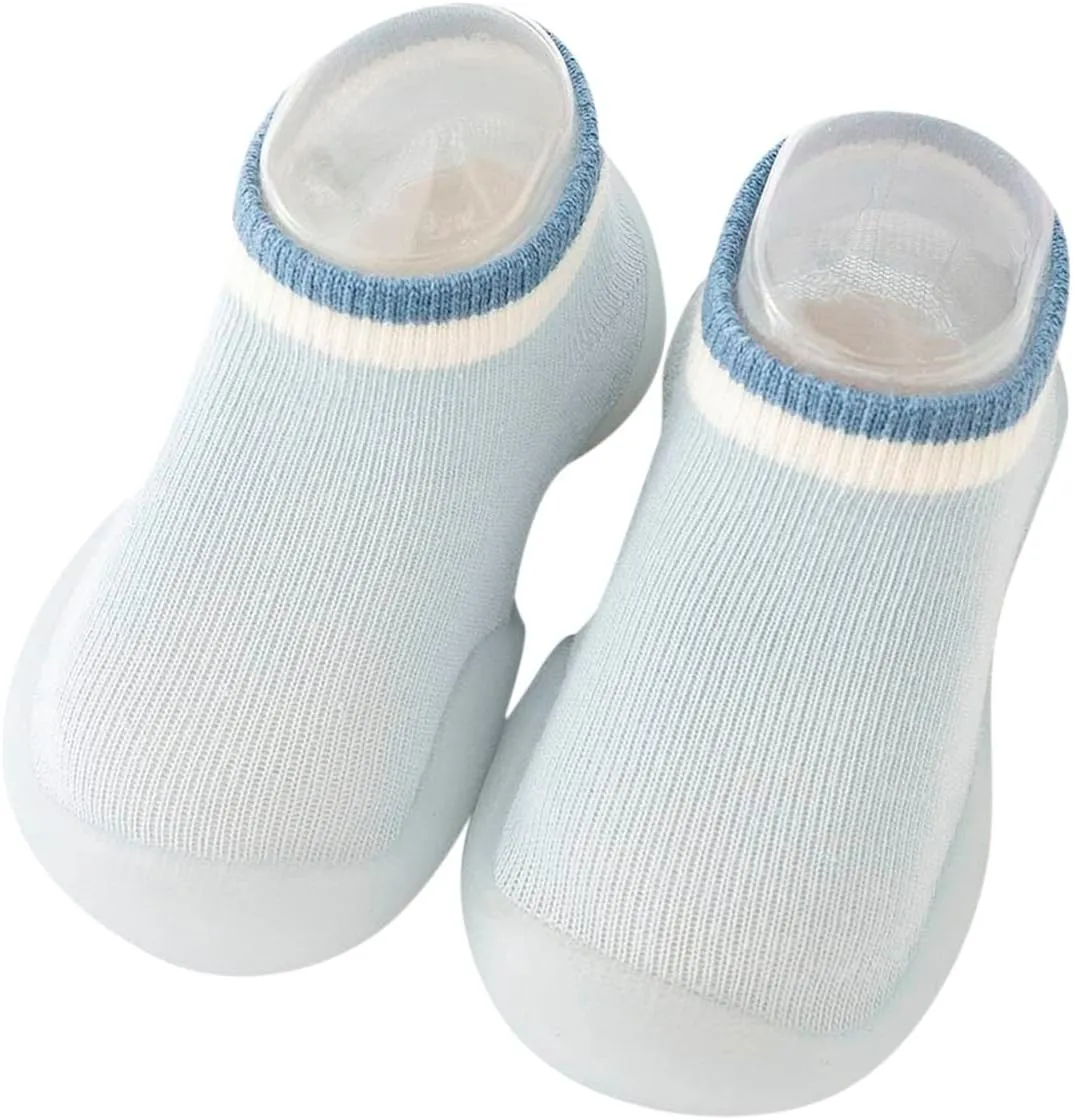 Baby Toddler Sock Shoes Training Shoes Non-Skid Floor Slipper with Rubber Sole Slip on Sneakers Protect Toes Shoes