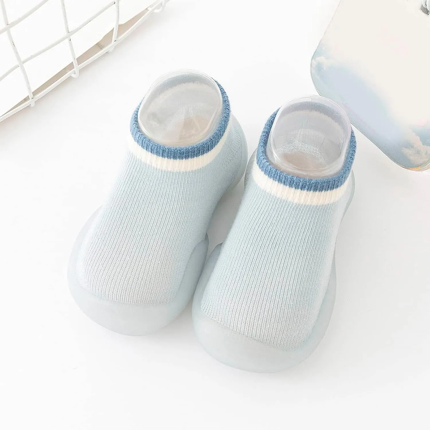 Baby Toddler Sock Shoes Training Shoes Non-Skid Floor Slipper with Rubber Sole Slip on Sneakers Protect Toes Shoes