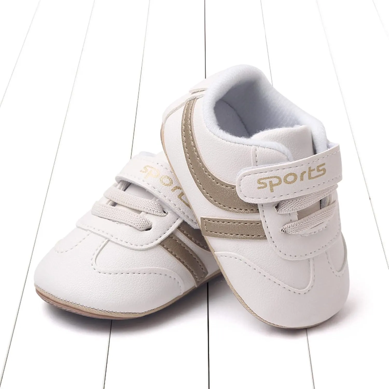 Baby Unisex Leather Sport Sneakers Infant Boys Girls Non-Slip Soft Sole Lightweight Platform First Walking Shoes