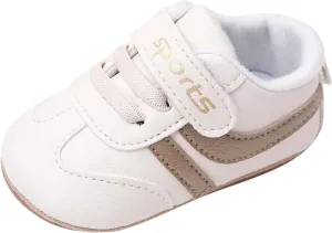 Baby Unisex Leather Sport Sneakers Infant Boys Girls Non-Slip Soft Sole Lightweight Platform First Walking Shoes