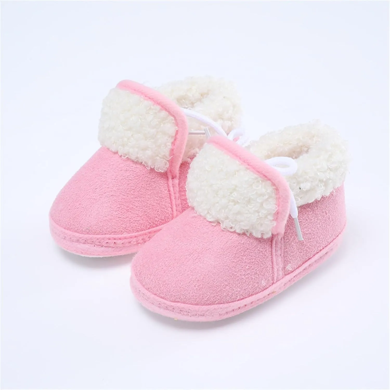 Baby Unisex Warm Fr Lined Soft Boots Infant Winter Ankle Non-Slip Rubber Texture Sole Toddler Winter Snow Shoes