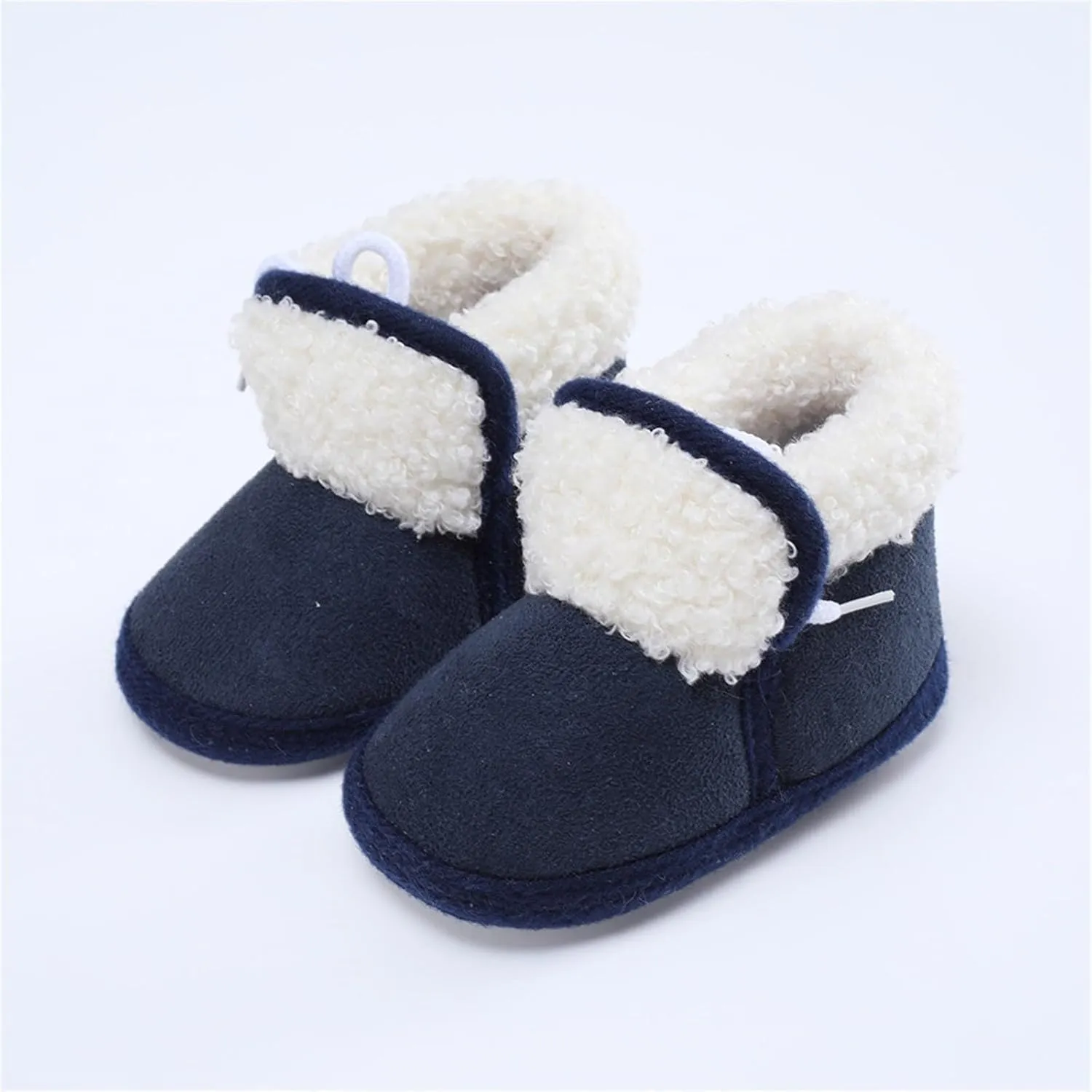 Baby Unisex Warm Fr Lined Soft Boots Infant Winter Ankle Non-Slip Rubber Texture Sole Toddler Winter Snow Shoes