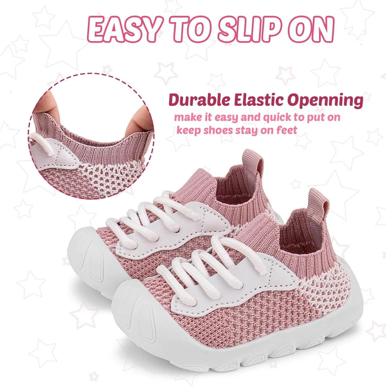 Baby Walking Shoes Toddler Girl Boy Soft Sole Breathable Cotton Canvas Shoes Infant Lightweight Non-Slip Safer Slip-on First Walkers Shoes Casual Tennis Wide Sneakers Rubber Soles Running Outdoor