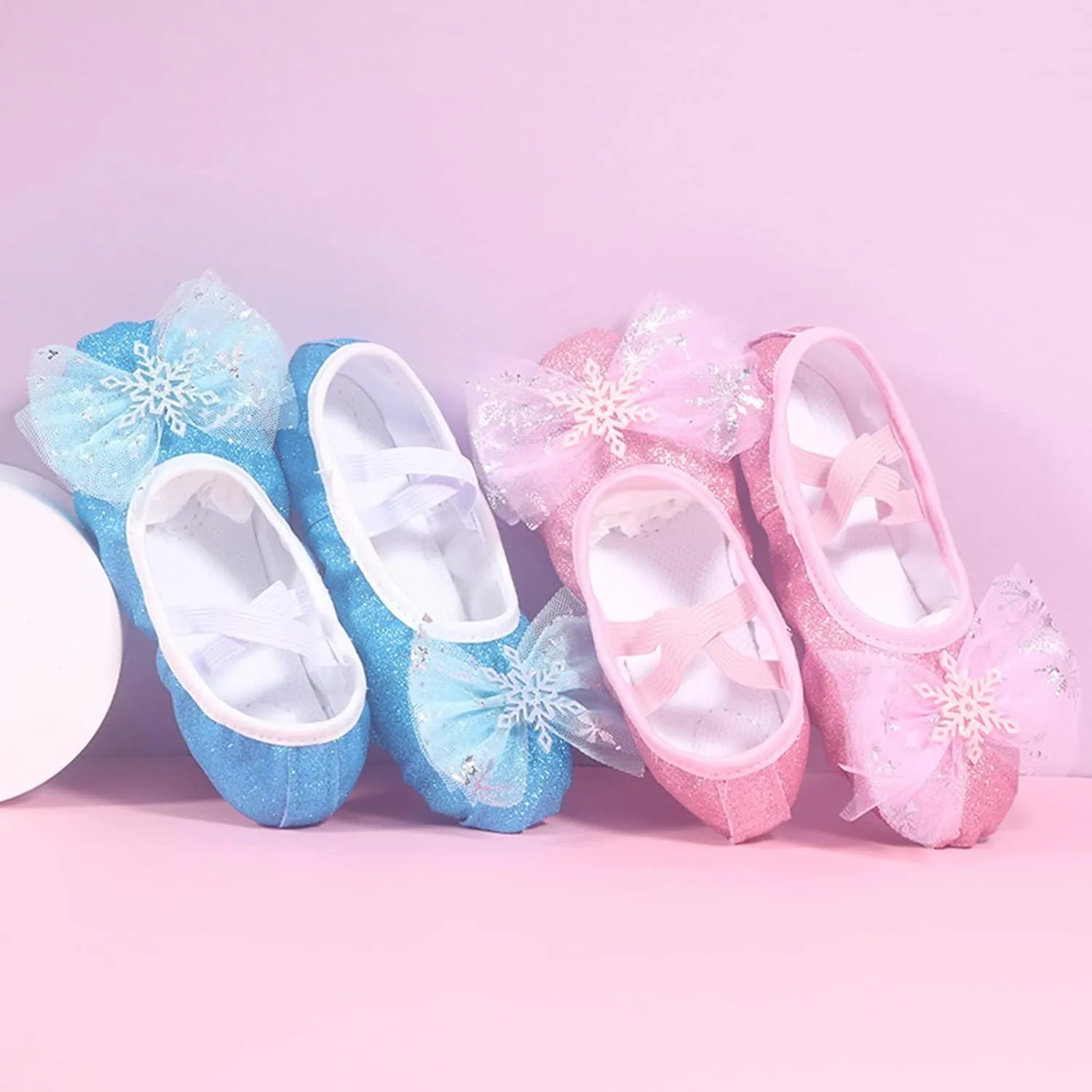 Ballet Shoes for Girls,Soft Leather Ballet Slippers No-Tie Warm Dance Yoga Practice Shoes for Toddler Girls