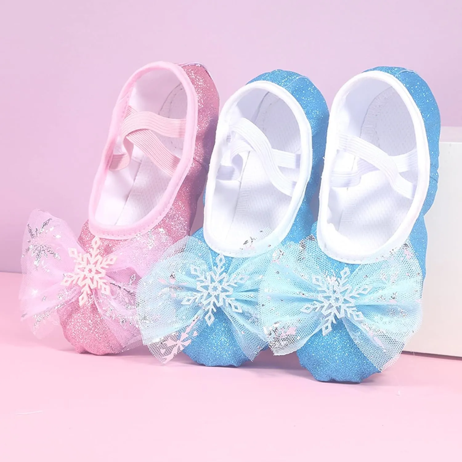 Ballet Shoes for Girls,Soft Leather Ballet Slippers No-Tie Warm Dance Yoga Practice Shoes for Toddler Girls