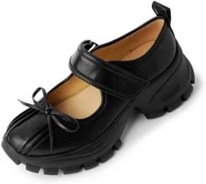 Ballet Sneakers for Women Round Toe Sneakerina Comfort Wear Dad Bows Shoes Mary Jane Chunky Platform Cute Y2K Retro Kawaii Elegant Dressy Fashion Trendy Tennis Trainer Back to School Summer Outdoors