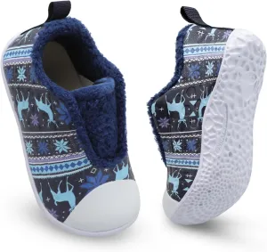 BARERUN Toddler Slippers Boys Girls Warm Skin-friendly House Slippers Soft-Lightweight Around House Shoes for Kids Indoor/Outdoor