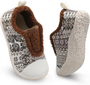 BARERUN Toddler Slippers Boys Girls Warm Skin-friendly House Slippers Soft-Lightweight Around House Shoes for Kids Indoor/Outdoor