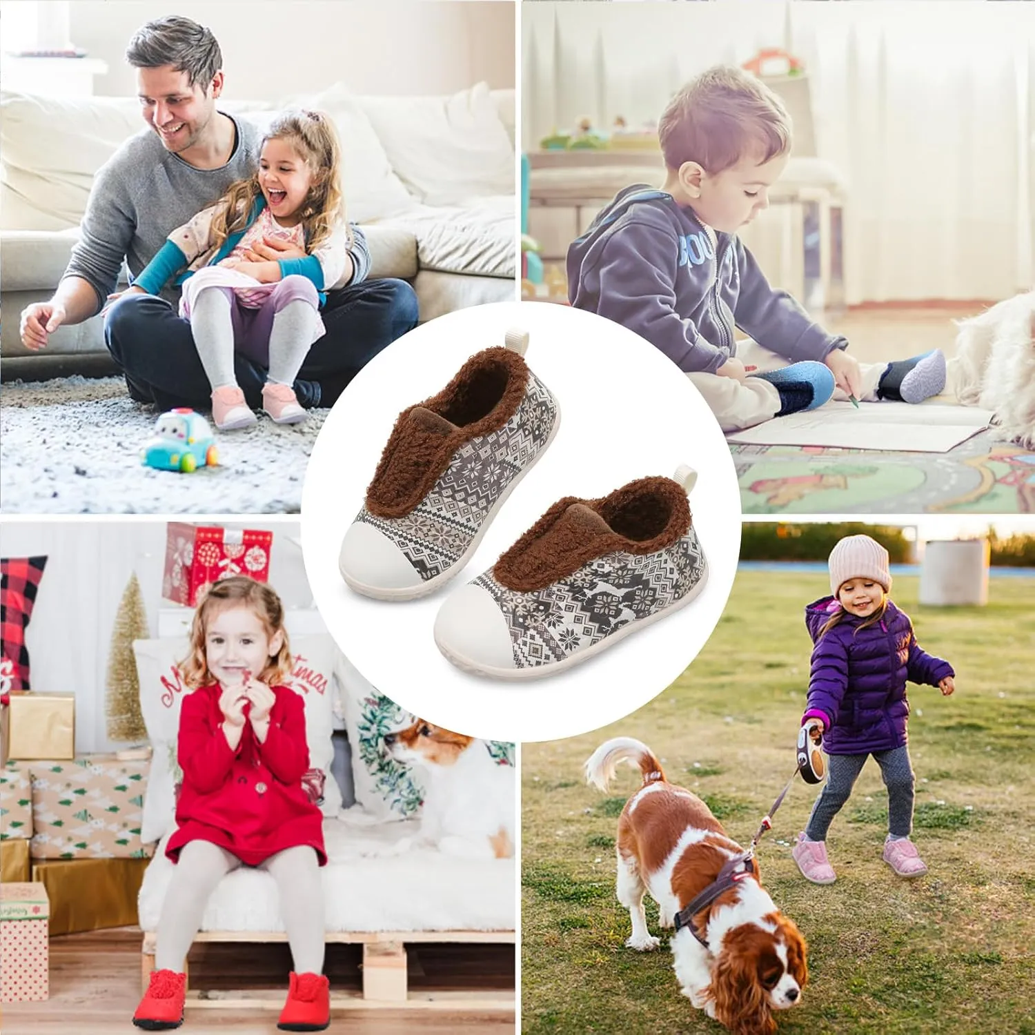 BARERUN Toddler Slippers Boys Girls Warm Skin-friendly House Slippers Soft-Lightweight Around House Shoes for Kids Indoor/Outdoor