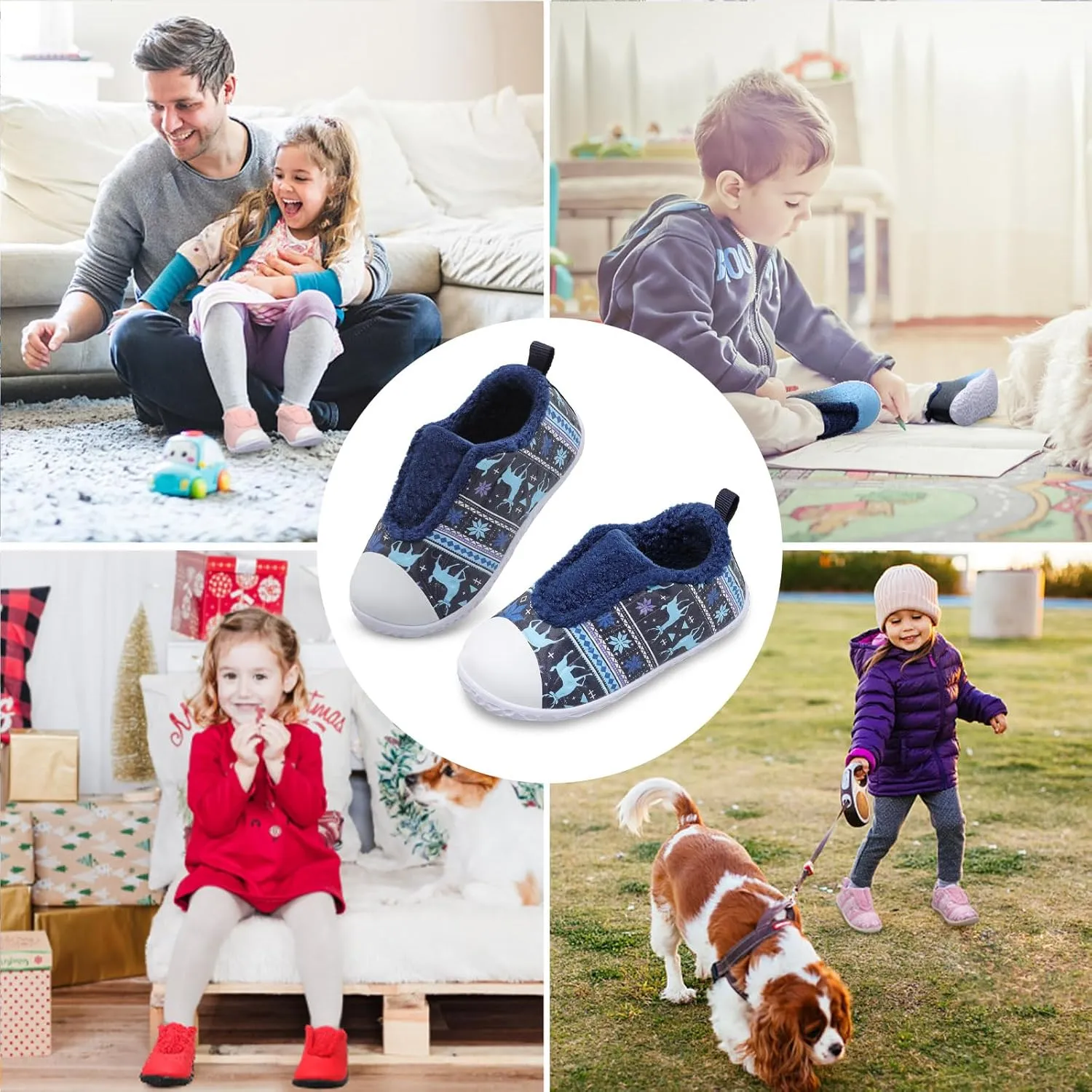 BARERUN Toddler Slippers Boys Girls Warm Skin-friendly House Slippers Soft-Lightweight Around House Shoes for Kids Indoor/Outdoor