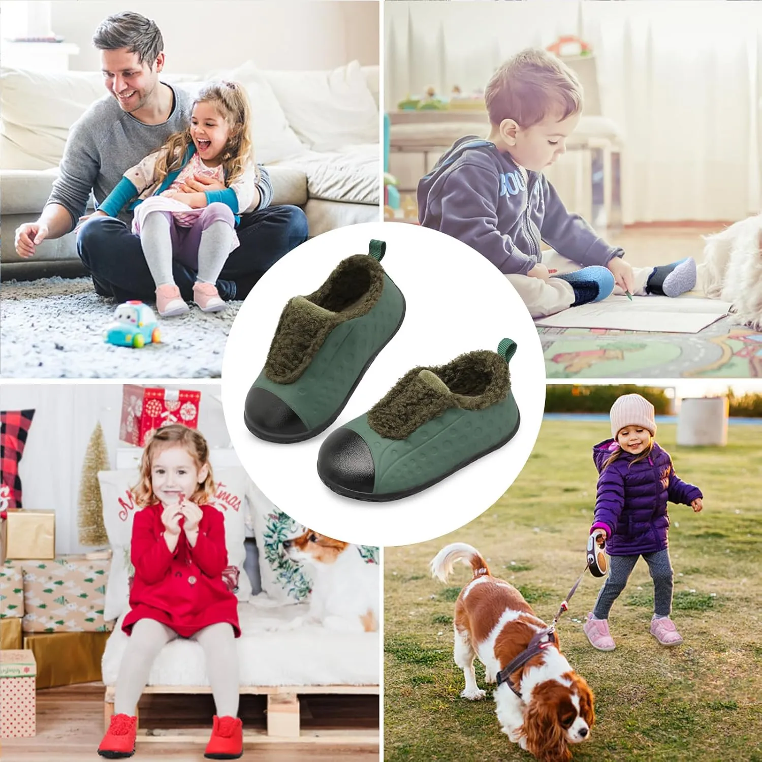 BARERUN Toddler Slippers Boys Girls Warm Skin-friendly House Slippers Soft-Lightweight Around House Shoes for Kids Indoor/Outdoor