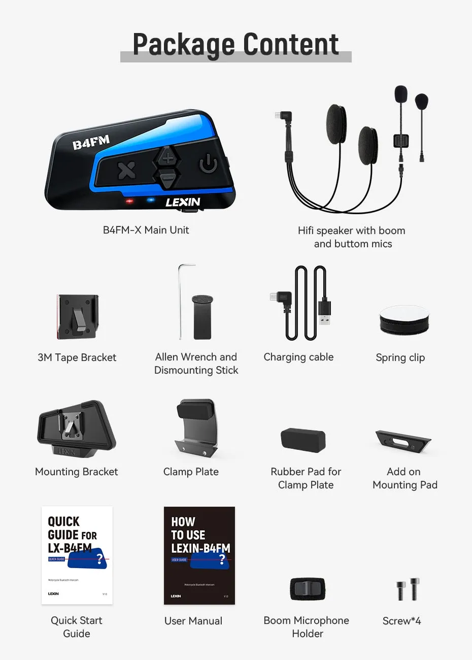 Bluetooth 5.0 Motorcycle Intercom Helmet Headsets Wireless Communication