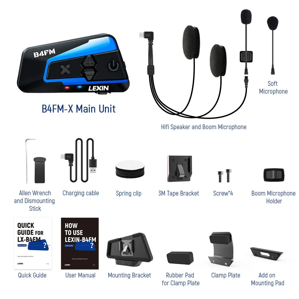Bluetooth 5.0 Motorcycle Intercom Helmet Headsets Wireless Communication