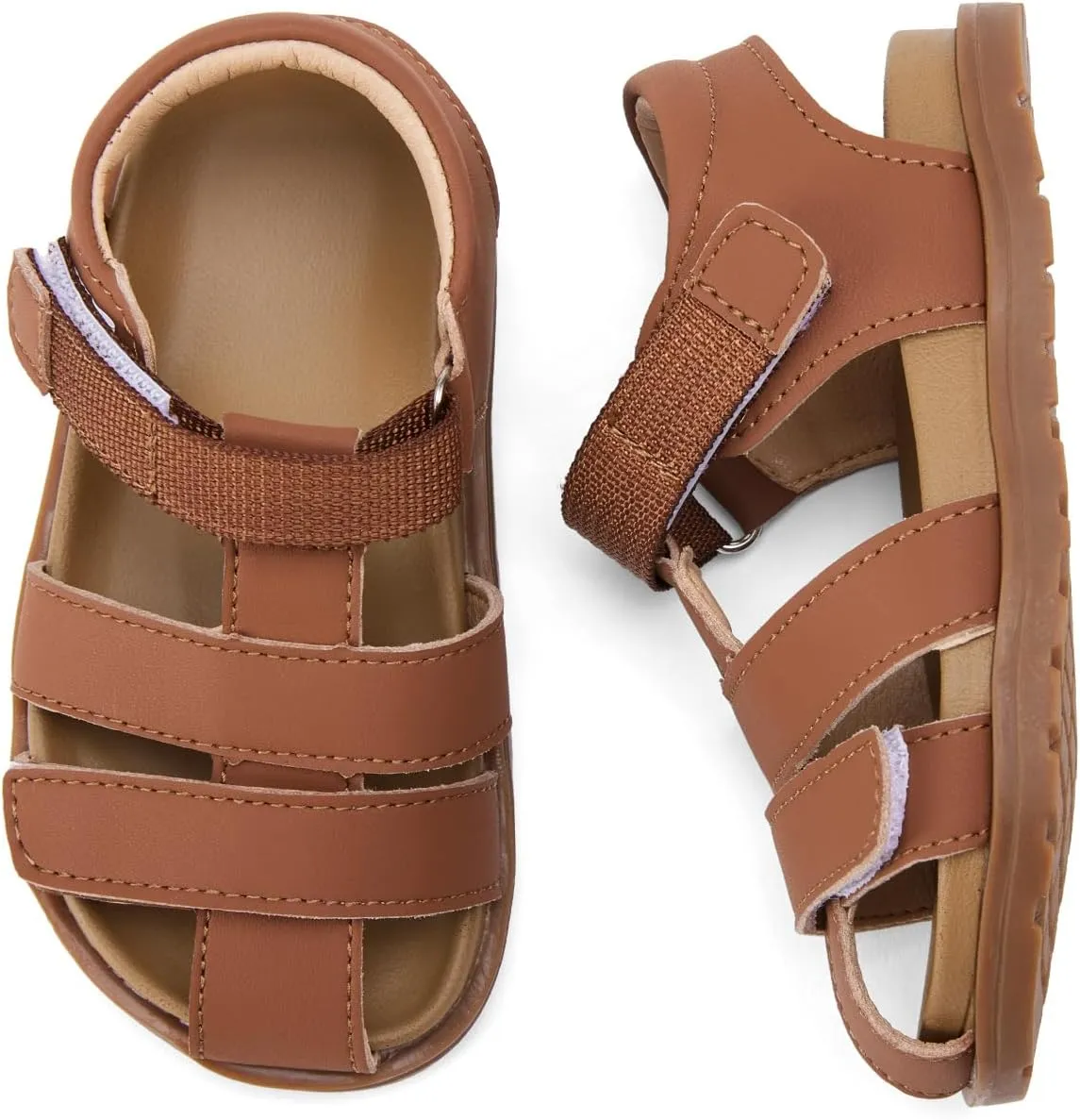 BMCiTYBM Toddler Boys Girls Sandals Open Toe Arch Support Slides Adjustable Straps Cork Footbed Slippers for Indoor Outdoor