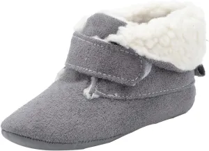 Boots for Infant Toddler Shoes Soft Sole Winter Solid Color Non Slip Warm Plus Velvet Toddler Shoes (Grey, 6-12 Months)