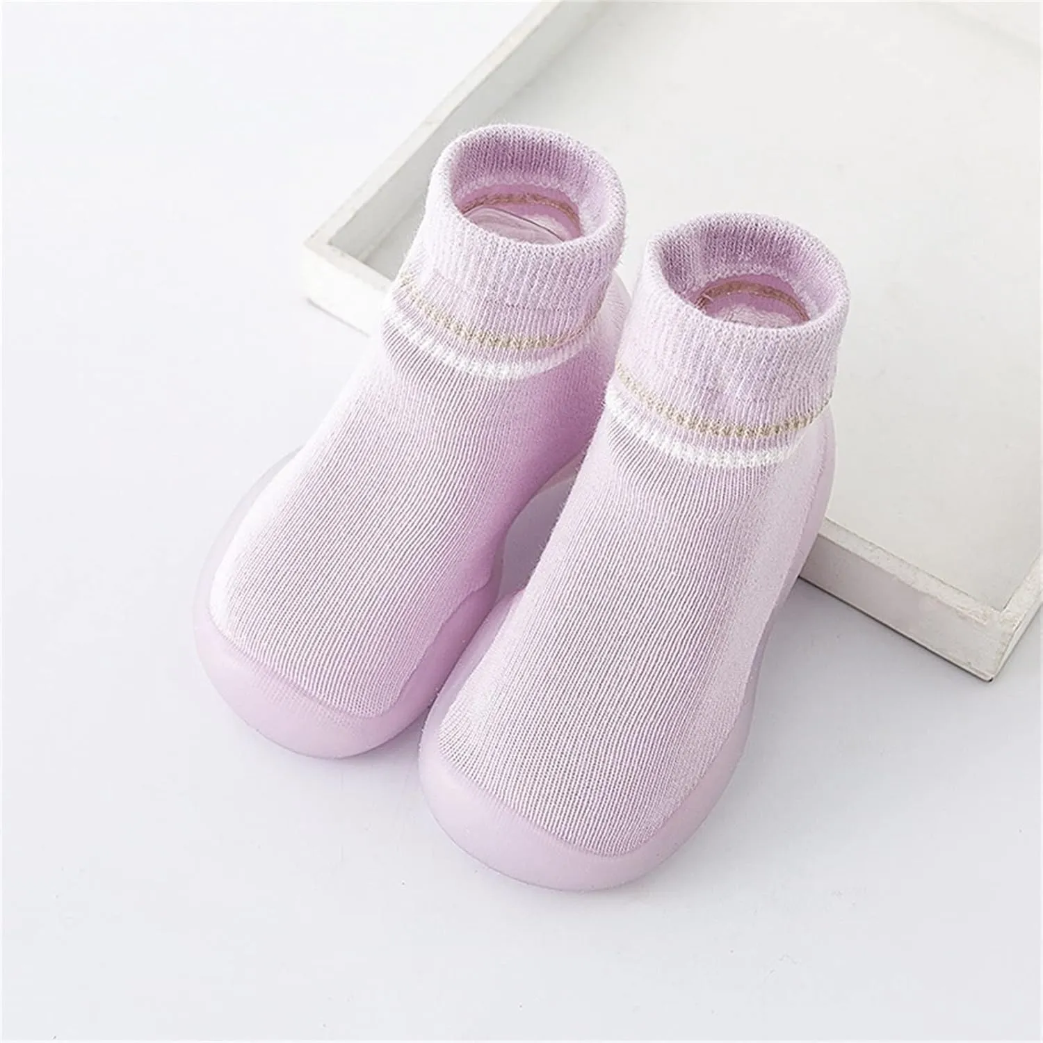Boys Girls First Walking Shoes Rubber Sole Non-Skid Sneakers Indoor House First Walker Toddler Shoes