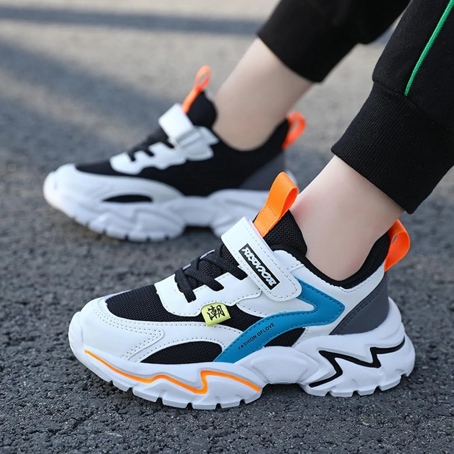 Boys Girls Sneakers Kids Lightweight Breathable Adjustable Athletic Running Shoes for Toddler/Little Kid/Big Kid