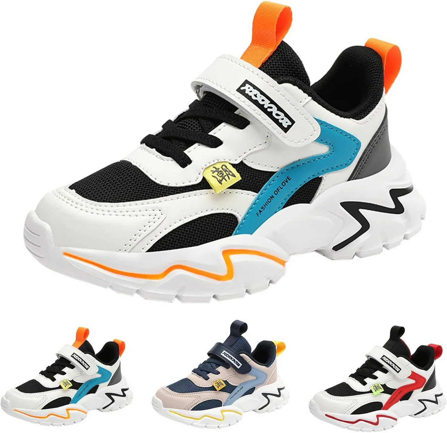 Boys Girls Sneakers Kids Lightweight Breathable Adjustable Athletic Running Shoes for Toddler/Little Kid/Big Kid