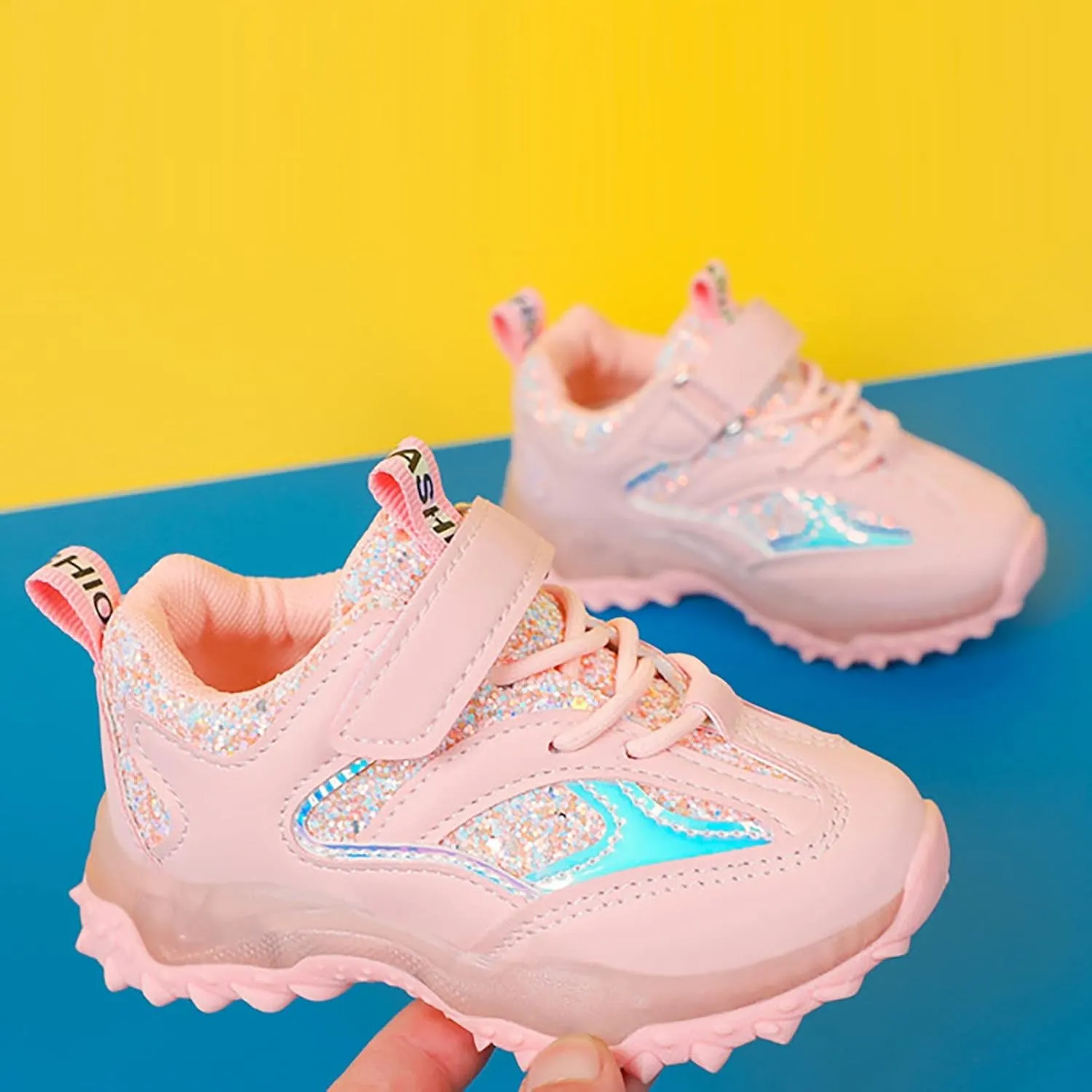 Boys Girls Sneakers Spring Autumn Non Slip Soft Sole Baby Toddler LED Flashing Lights Shoes Boys Lace-up Tennis Shoes