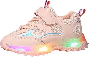 Boys Girls Sneakers Spring Autumn Non Slip Soft Sole Baby Toddler LED Flashing Lights Shoes Boys Lace-up Tennis Shoes