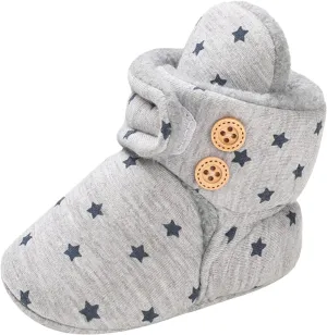 Cartoon Boots for Baby Soft Sole Shoes Plus Velvet Warm Polka Dot Printing Boots Non Slip Breathable (Grey, 4 Infant)