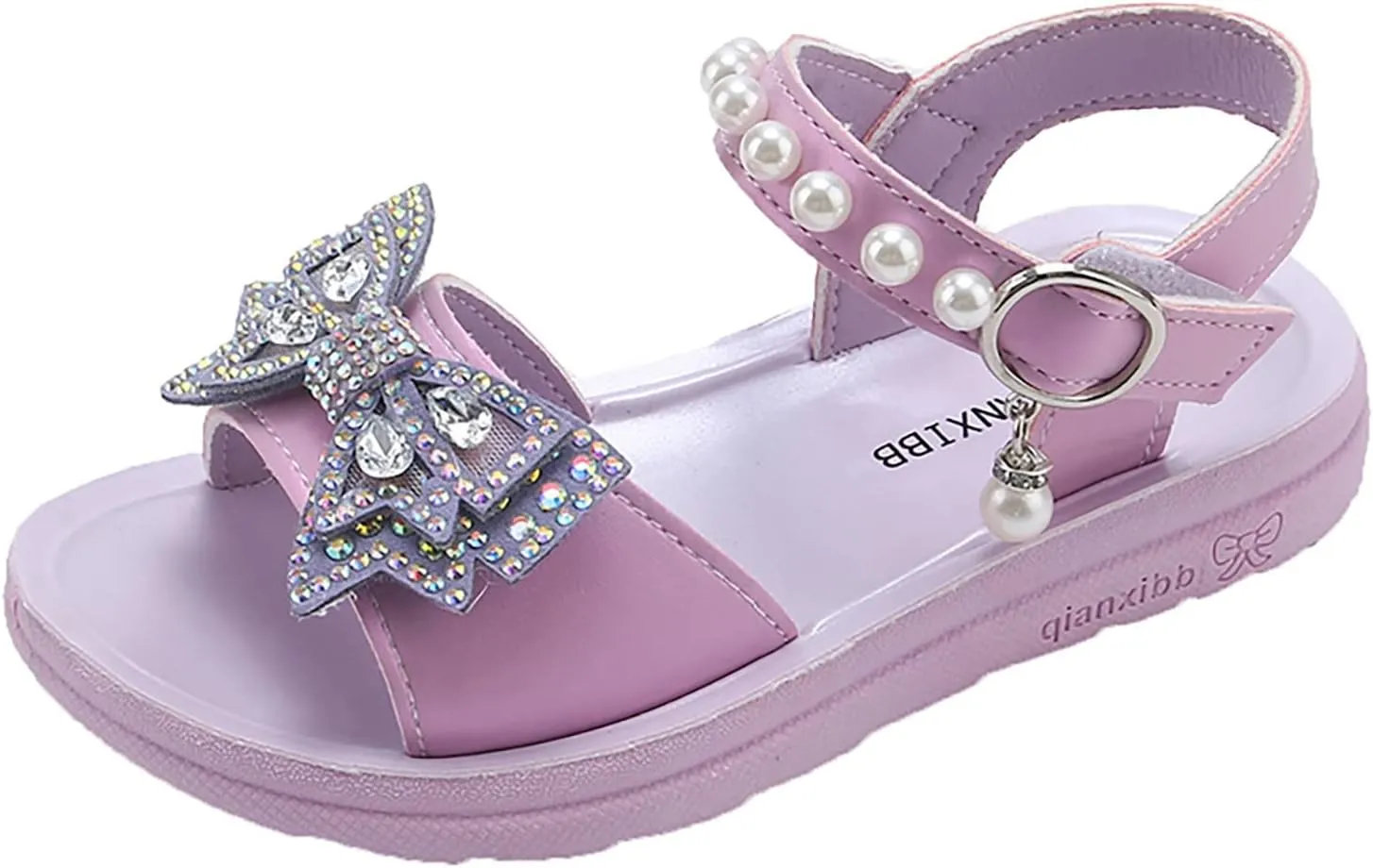 Child and Toddler Baby Girls Shoes Soft Sole Anti Slip Shoes Outdoor Bowknot Sandals Summer (Purple, 28 Little Child)