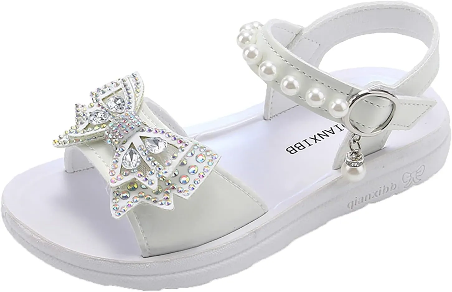 Child and Toddler Baby Girls Shoes Soft Sole Anti Slip Shoes Outdoor Bowknot Sandals Summer (White, 31 Little Child)