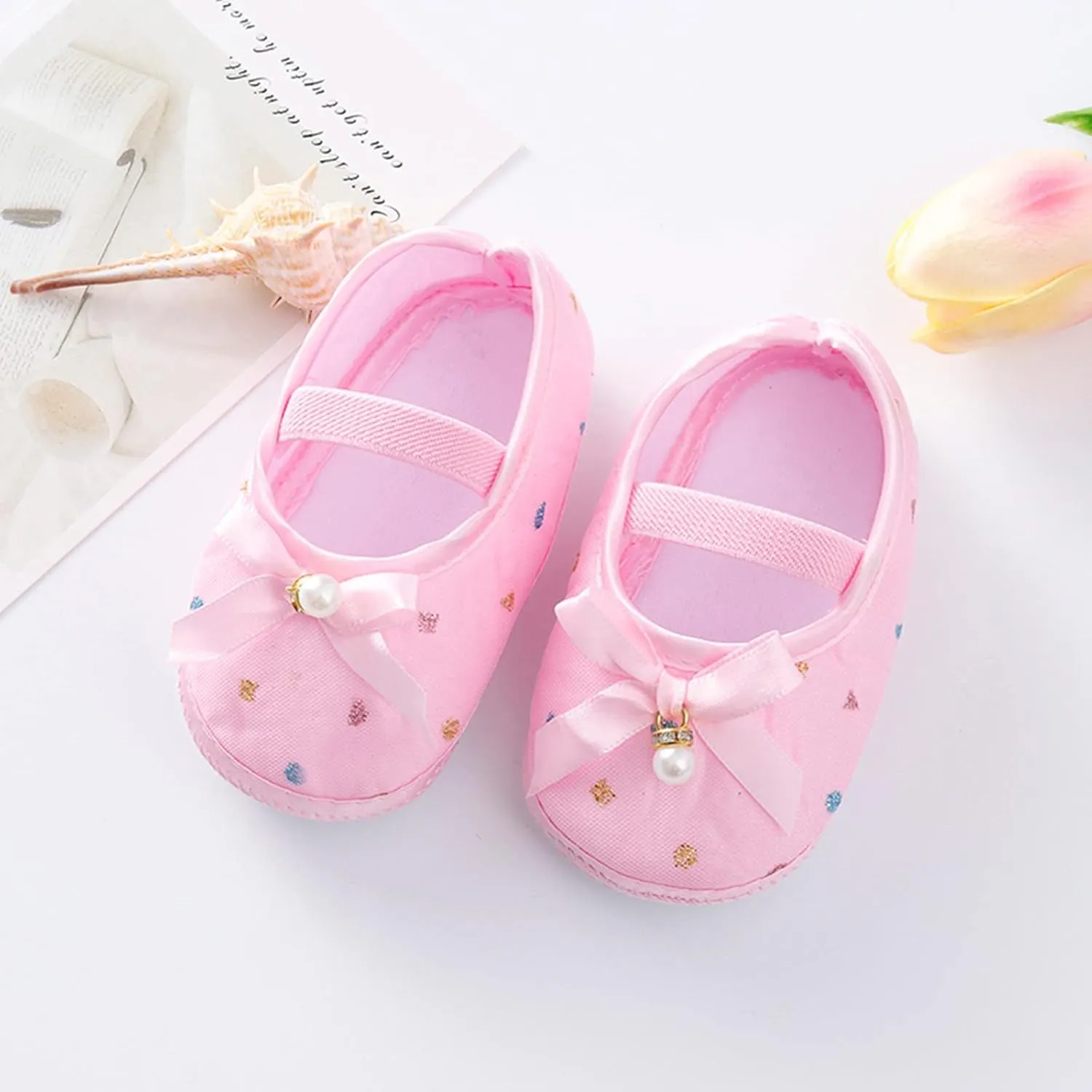 Child Princess Sole Set Cute Shoes Shoes Pearl Headband Little Soft Toddler Bow Kids Sneakers Toddler Boys