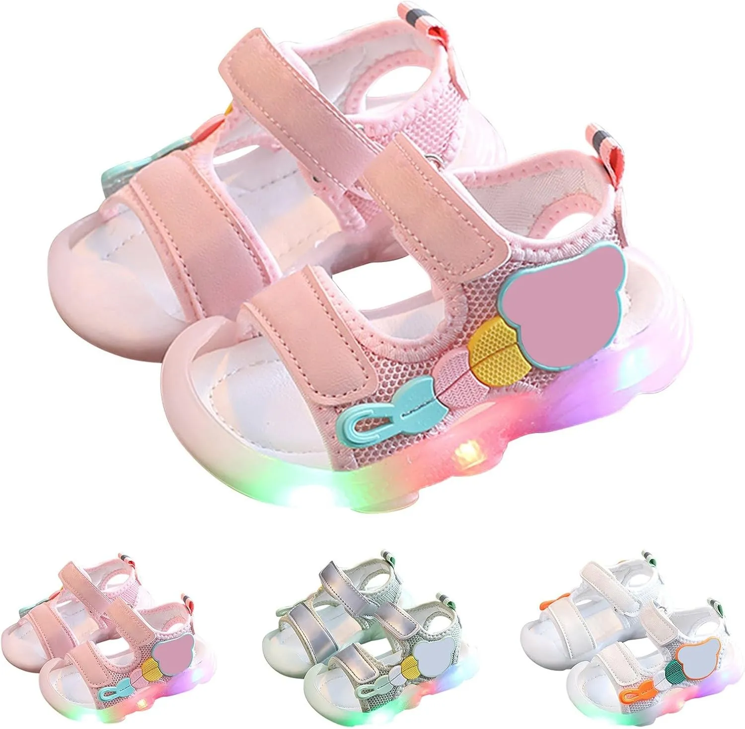 Children Light Up Shoes Open Toe Lightweight Soft Sole Water Shoes Cute Toddler Girl Christmas Birthday Children Shoes